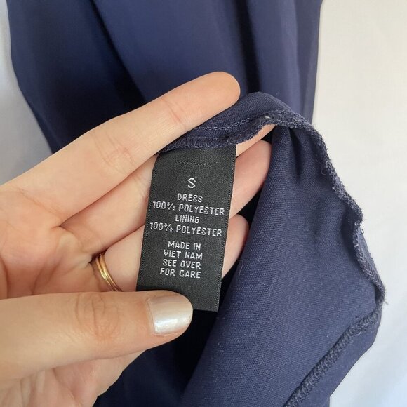 IN San Francisco Navy Blue Scalloped Sleeveless Dress S women's summer halter - Picture 5 of 8